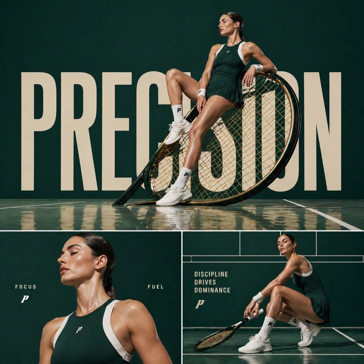 Cinematic Tennis Fashion Campaign Triptych