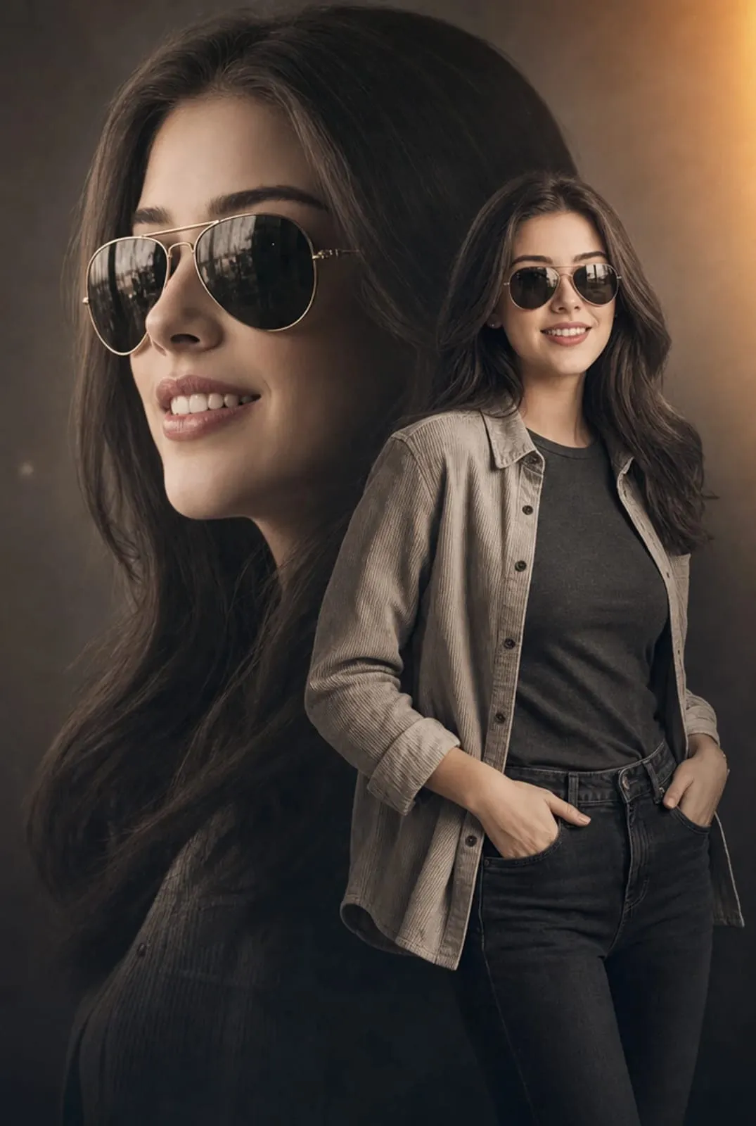 Cinematic Double-Exposure Fashion Portrait