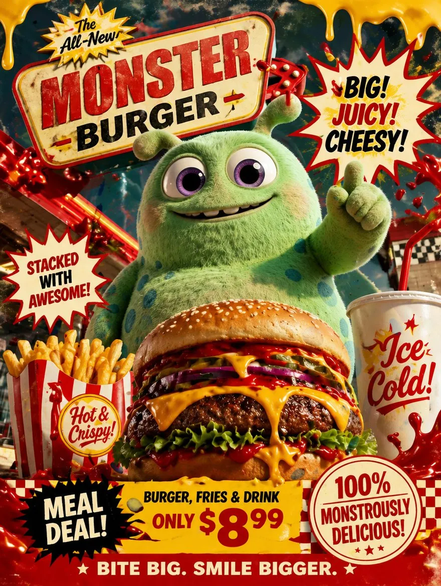 AI-Generated Retro and Poster Food
