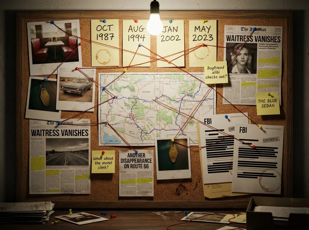 Photorealistic Detective Board - Vintage Cold Case Mystery