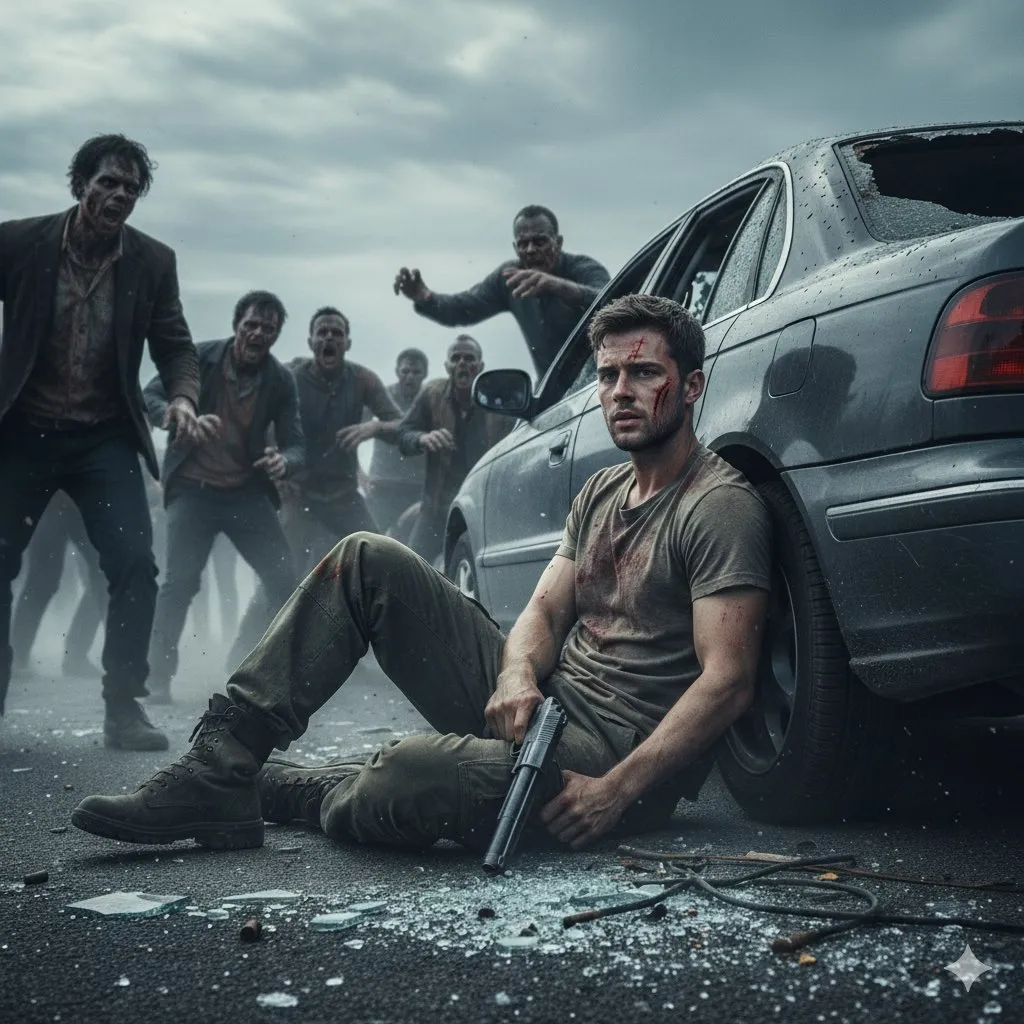 Intense Cinematic Zombie Apocalypse Survivor Scene