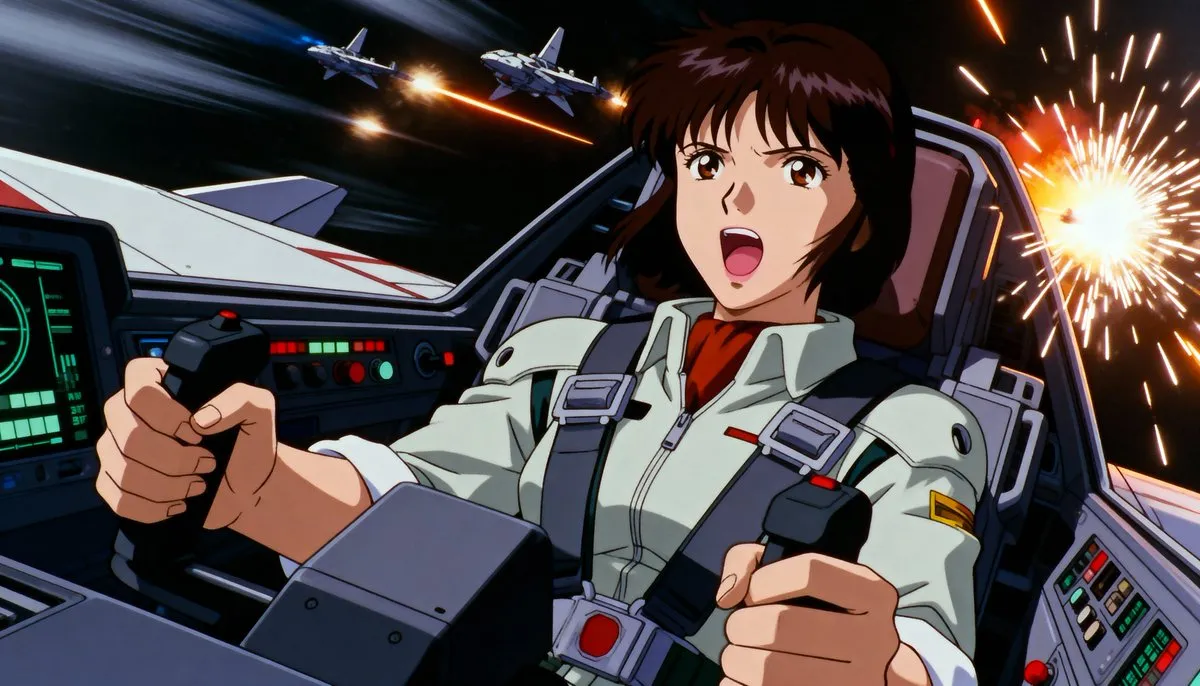 Anime Sci-Fi Pilot in Spaceship Combat - Intense Action