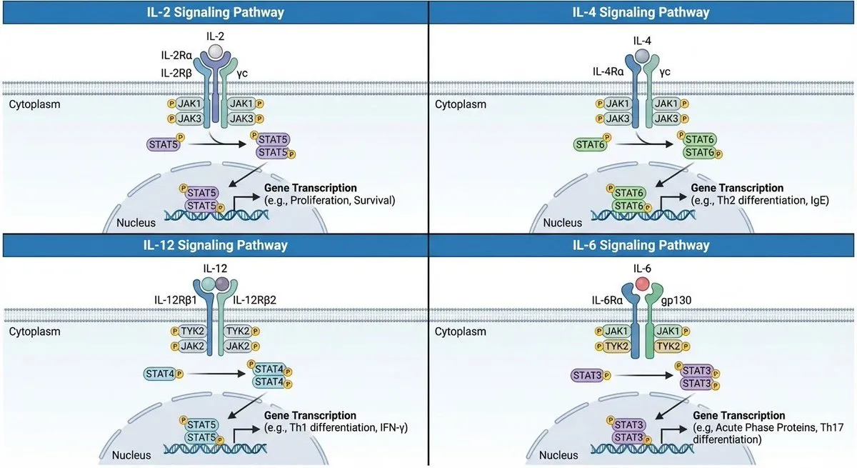 Interleukin (IL-2, IL-4, IL-6, IL-12) Signaling Pathways
