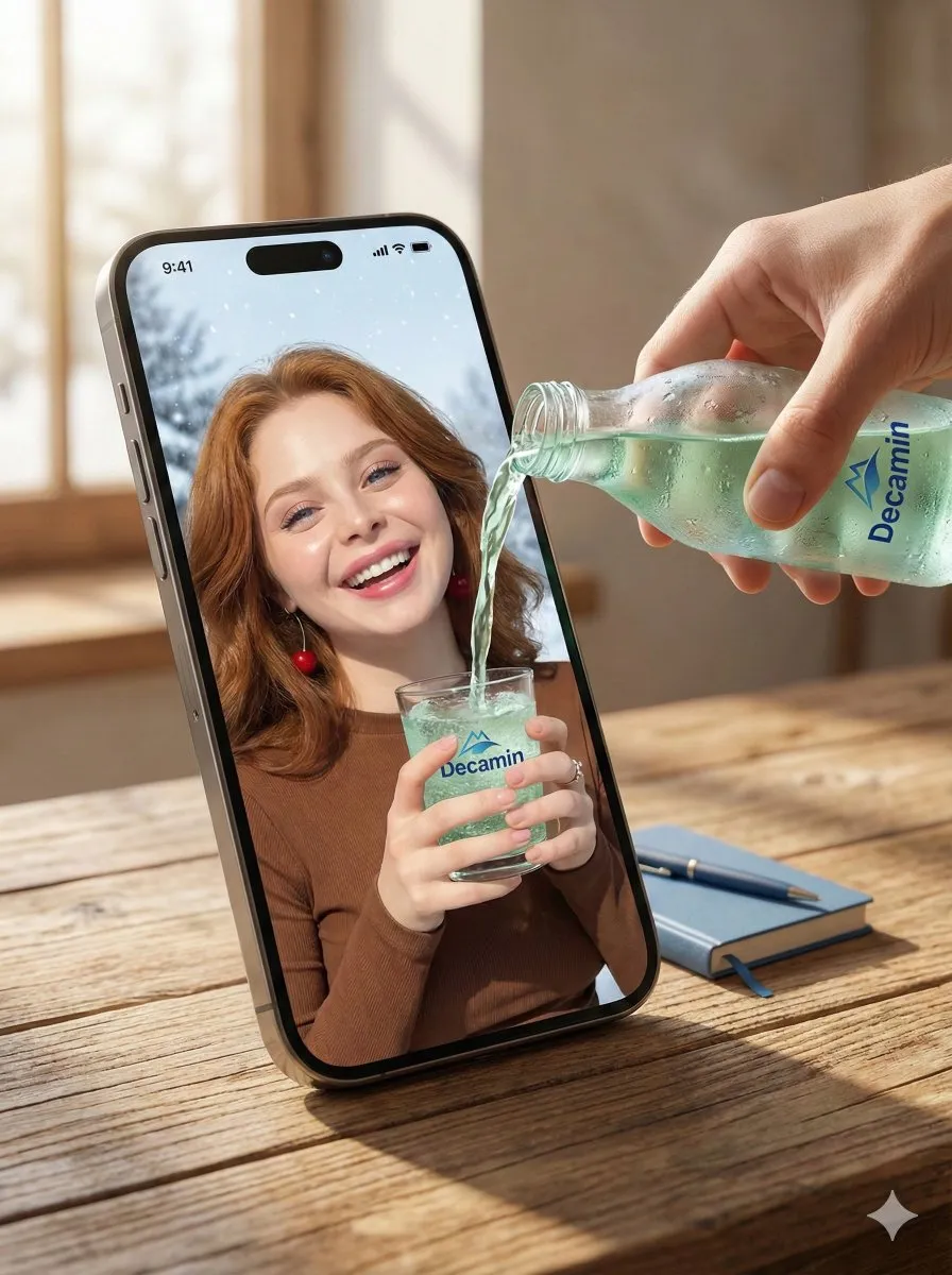 Innovative Smartphone Beverage Ad | Decamin Product Photo
