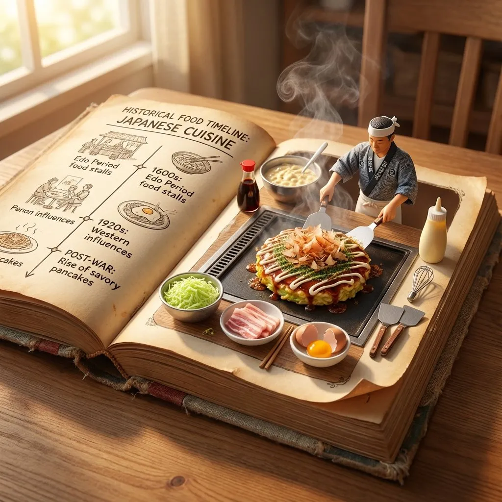 Japanese Cuisine: Miniature Okonomiyaki & Food History