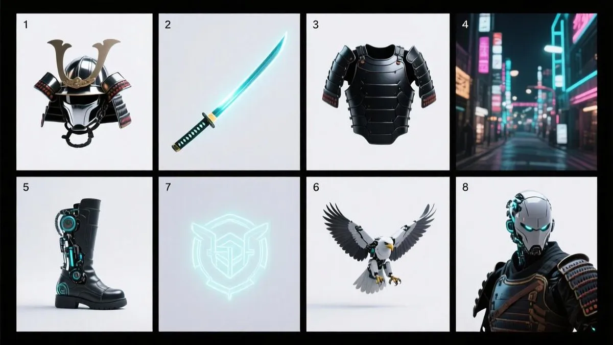 Cybernetic Samurai Gear, Robots & Sci-Fi City Scenes
