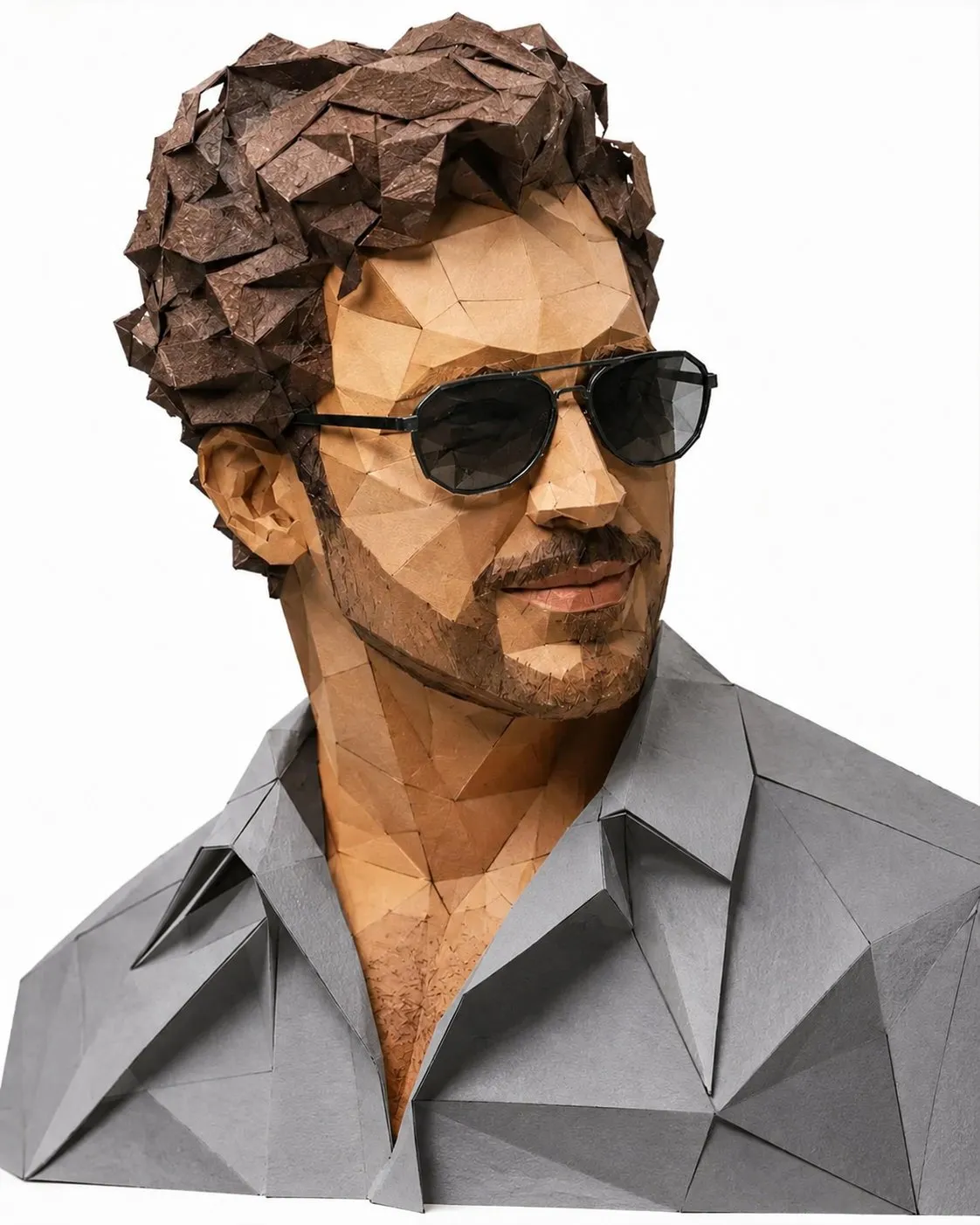 Stylish Low-Poly Papercraft Portrait