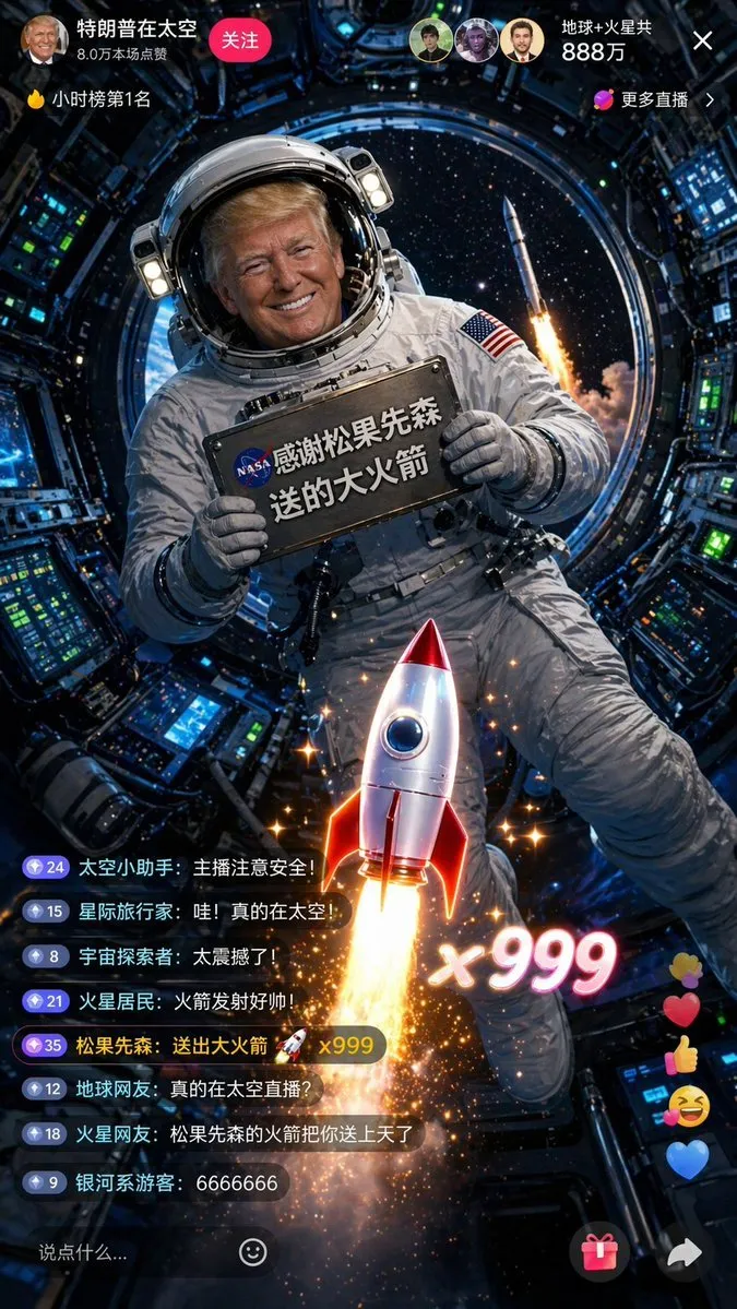 Trump Space Station Douyin Livestream