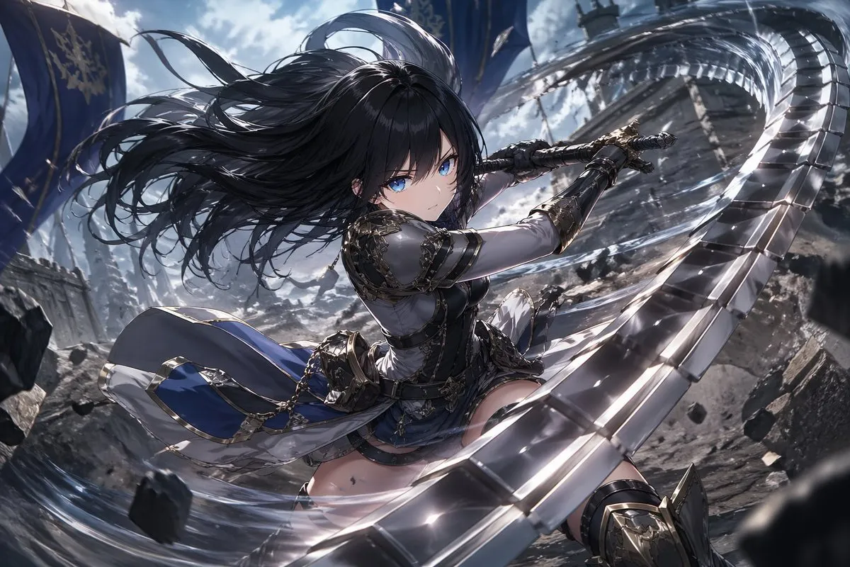 Fierce Female Warrior Action Illustration