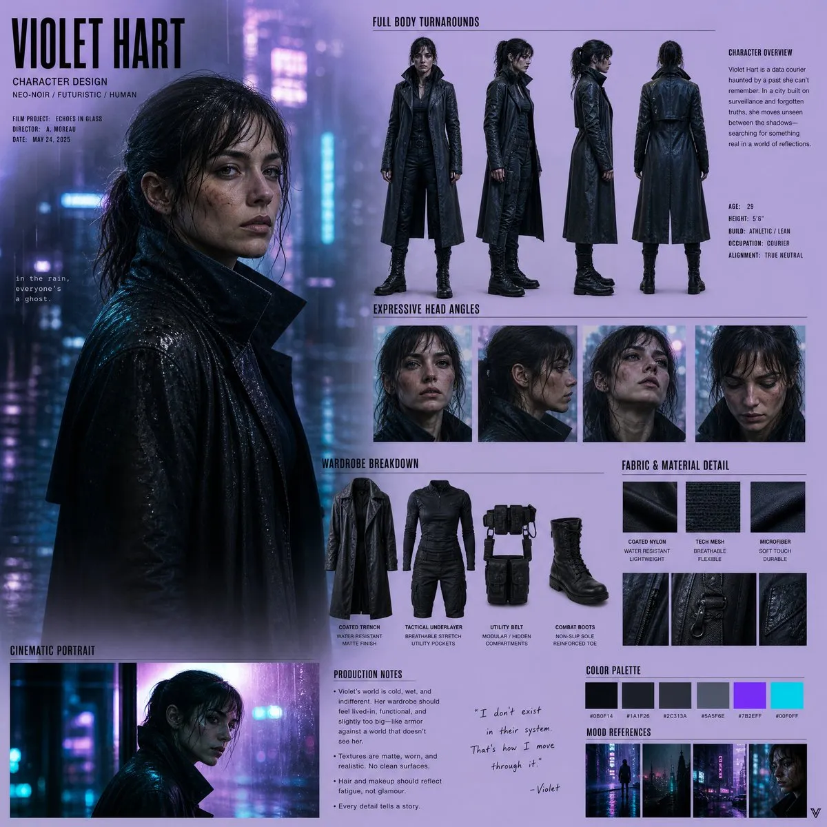 Cinematic and Neon-Lit Character in Urban Setting