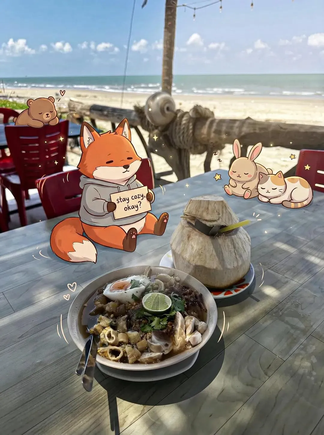 Illustrated and Soft Toned Beverage at Beach