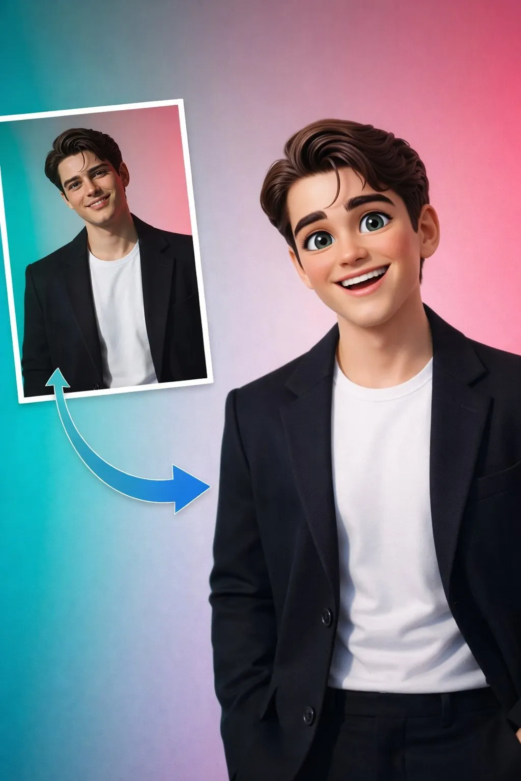 Charming Pixar-Style 3D Cartoon Male Portrait