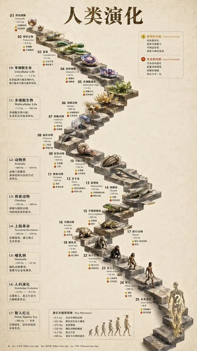 Stunning 3D Human Evolution Stone Staircase