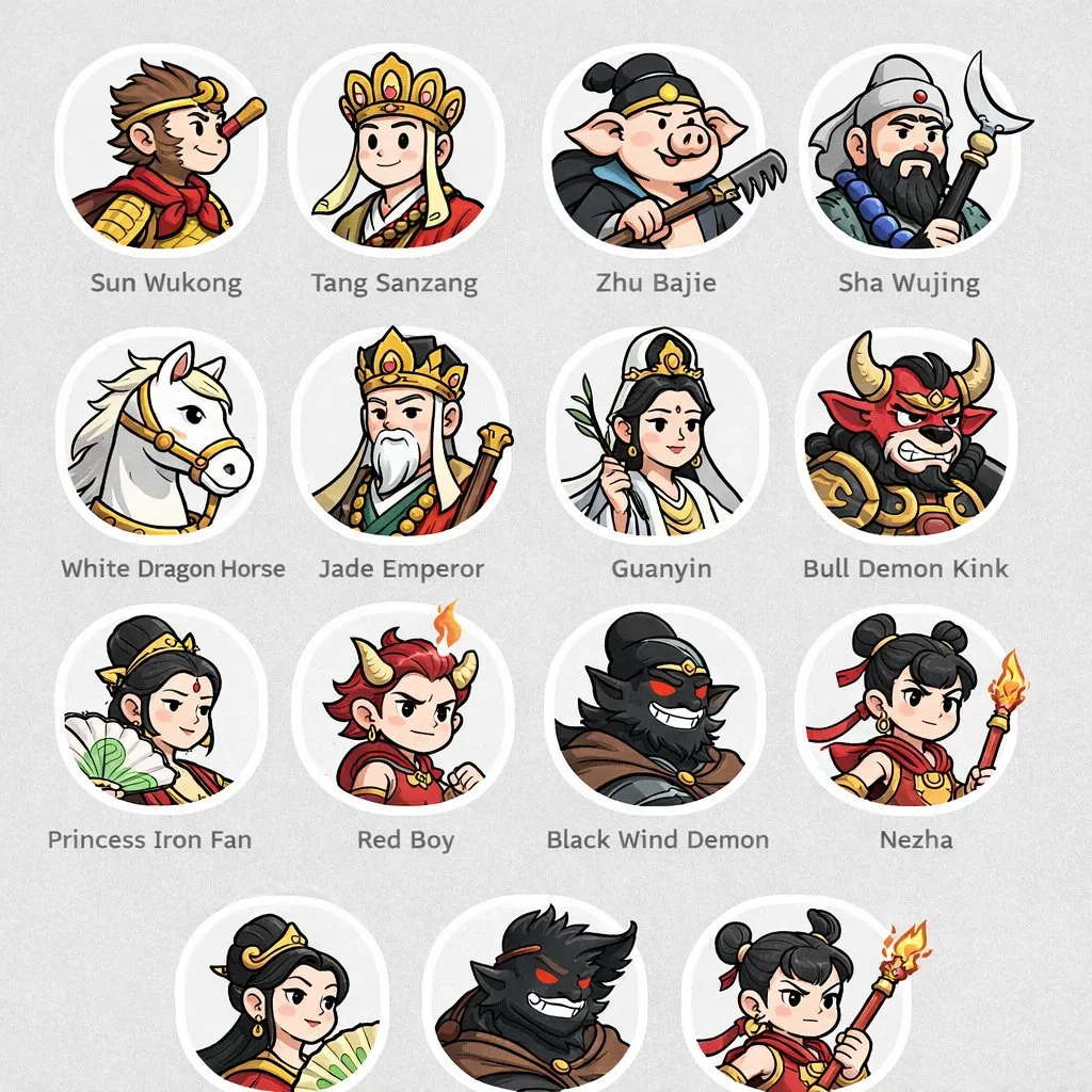 Journey to the West Character Avatar Grid