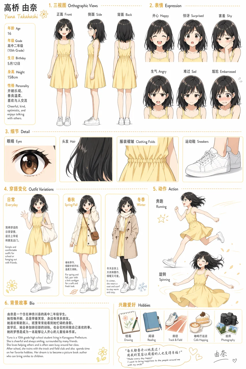 Anime Character Design Reference Sheet